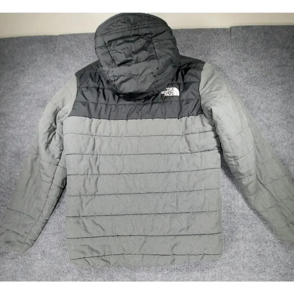 The North Face Boys Reversible Hooded Full Zip Puffer Jacket Gray/Black L 14/16